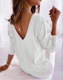 Свободна елегантна дамска блуза с гол гръб в бяло - код 5173